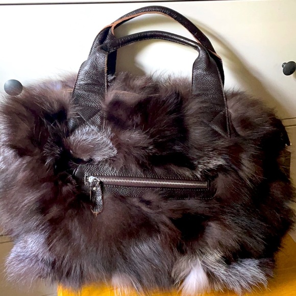 HUGE real fox fur satchel NWT - Picture 14 of 16